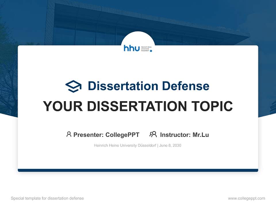Heinrich Heine University Düsseldorf Graduation Thesis Defense PPT Template4:3 ratio PPT effect preview image7