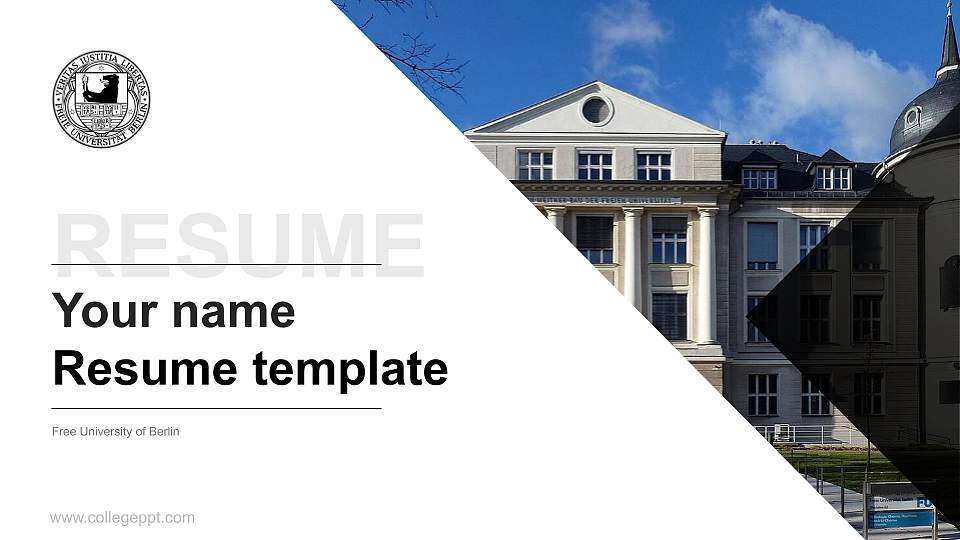Free University of Berlin Resume PPT Template16:9 ratio PPT effect preview image