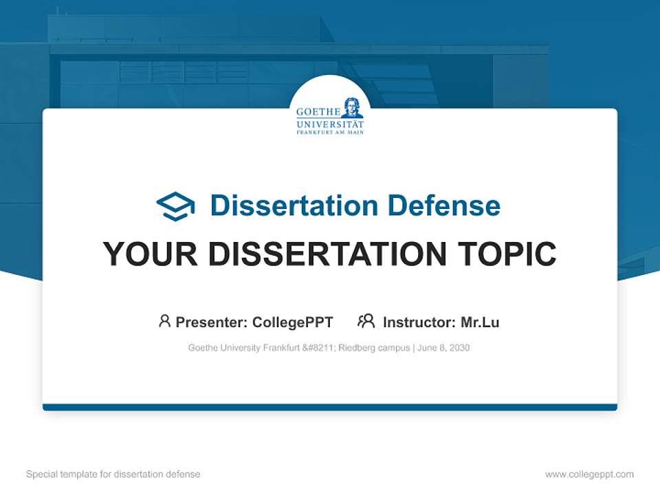Goethe University Frankfurt – Riedberg campus Graduation Thesis Defense PPT Template4:3 ratio PPT effect preview image7