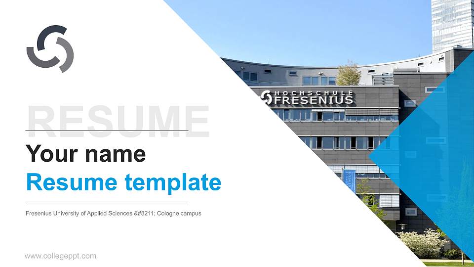 Fresenius University of Applied Sciences – Cologne campus Resume PPT Template16:9 ratio PPT effect preview image