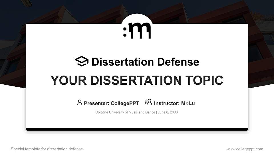 Cologne University of Music and Dance Graduation Thesis Defense PPT Template16:9 ratio PPT effect preview image