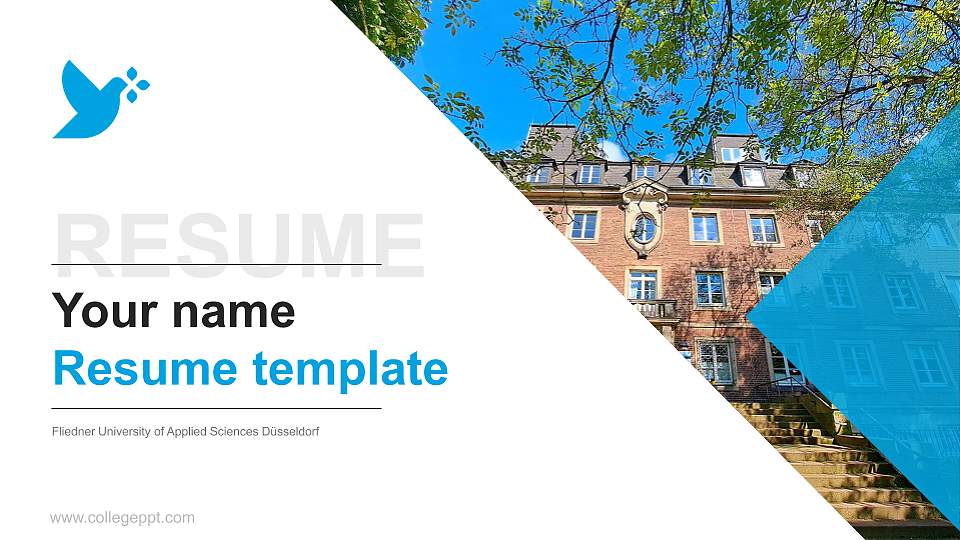 Fliedner University of Applied Sciences Düsseldorf Resume PPT Template16:9 ratio PPT effect preview image