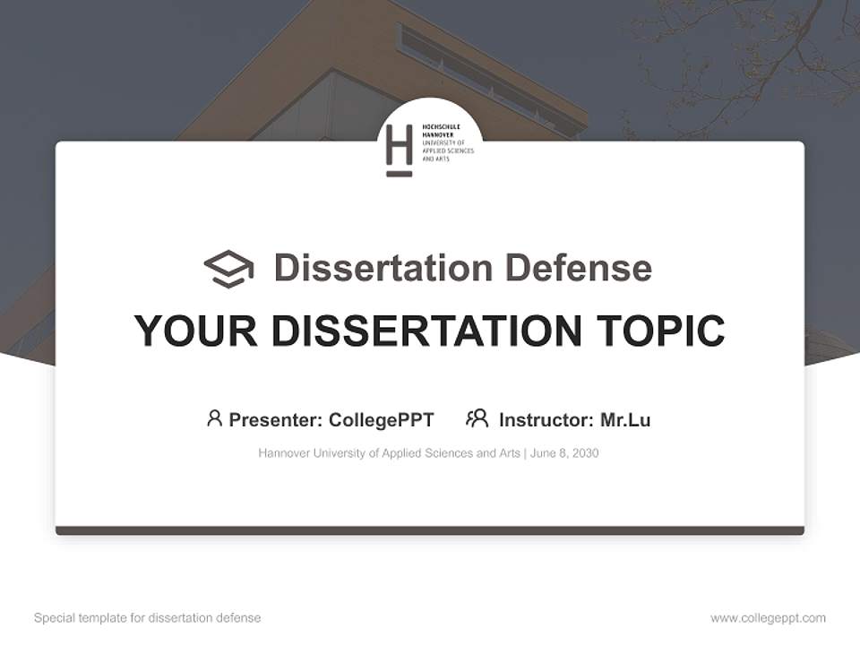 Hannover University of Applied Sciences and Arts Graduation Thesis Defense PPT Template4:3 ratio PPT effect preview image7