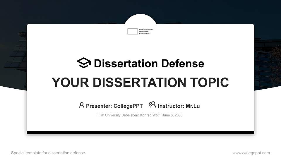 Film University Babelsberg Konrad Wolf Graduation Thesis Defense PPT Template16:9 ratio PPT effect preview image