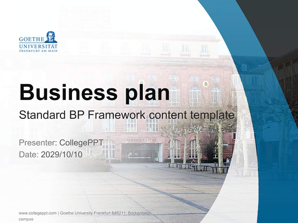 Goethe University Frankfurt – Bockenheim campus Competition/Entrepreneurship Contest PPT Template4:3 ratio PPT effect preview image9