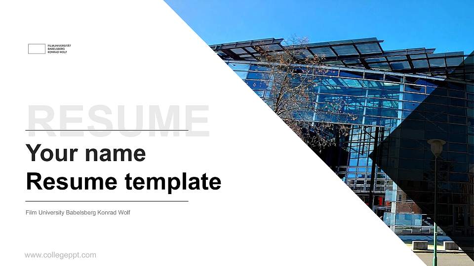 Film University Babelsberg Konrad Wolf Resume PPT Template16:9 ratio PPT effect preview image