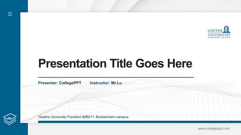 Goethe University Frankfurt – Bockenheim campus Thesis Proposal/Graduation Defense PPT Template16:9 ratio PPT effect preview image