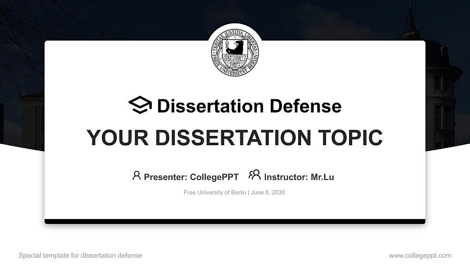 Free University of Berlin Graduation Thesis Defense PPT Template16:9 ratio PPT effect preview image