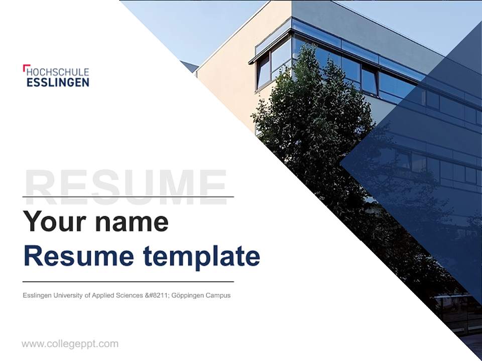 Esslingen University of Applied Sciences – Göppingen Campus Resume PPT Template4:3 ratio PPT effect preview image5
