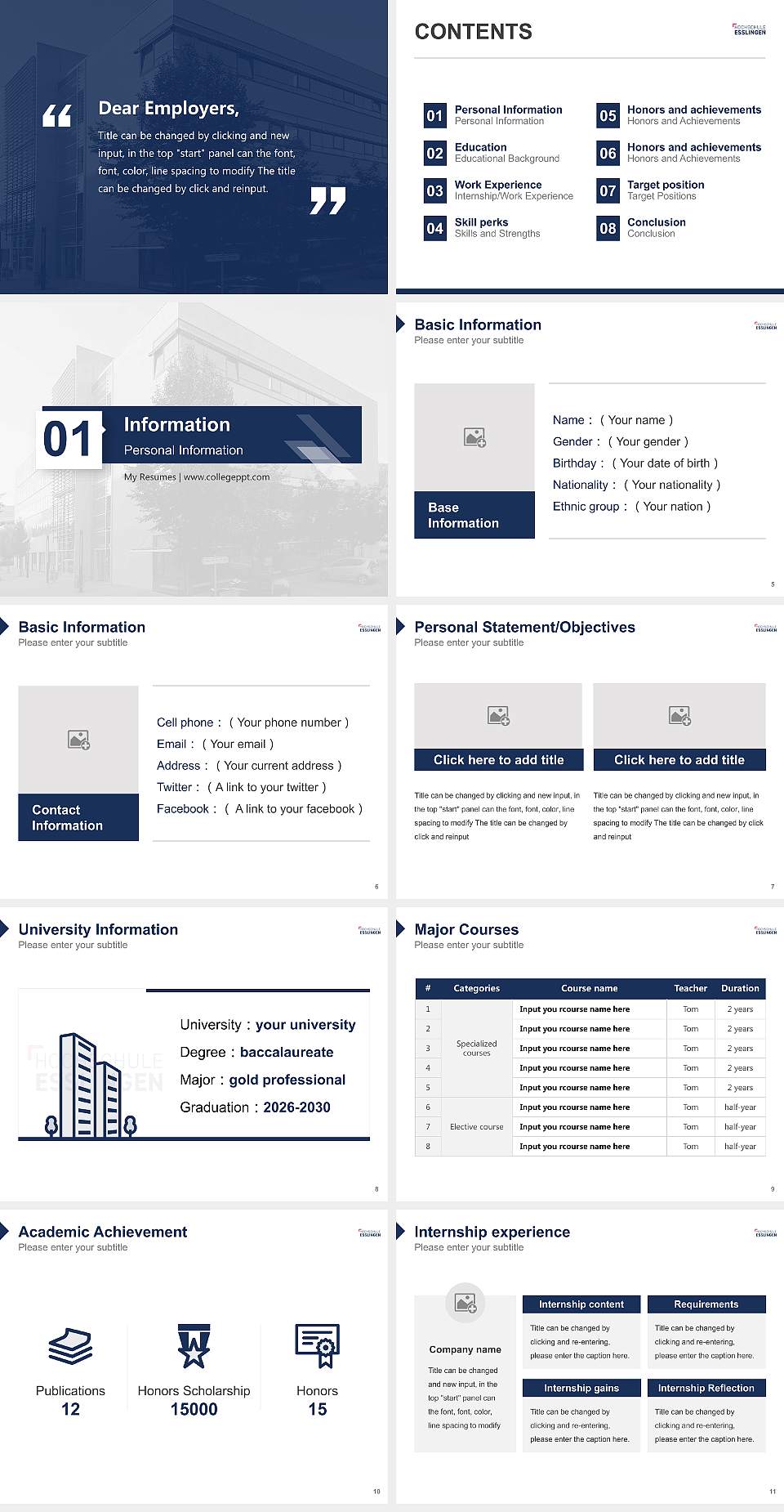 Esslingen University of Applied Sciences – Göppingen Campus Resume PPT Template4:3 ratio PPT effect preview image2