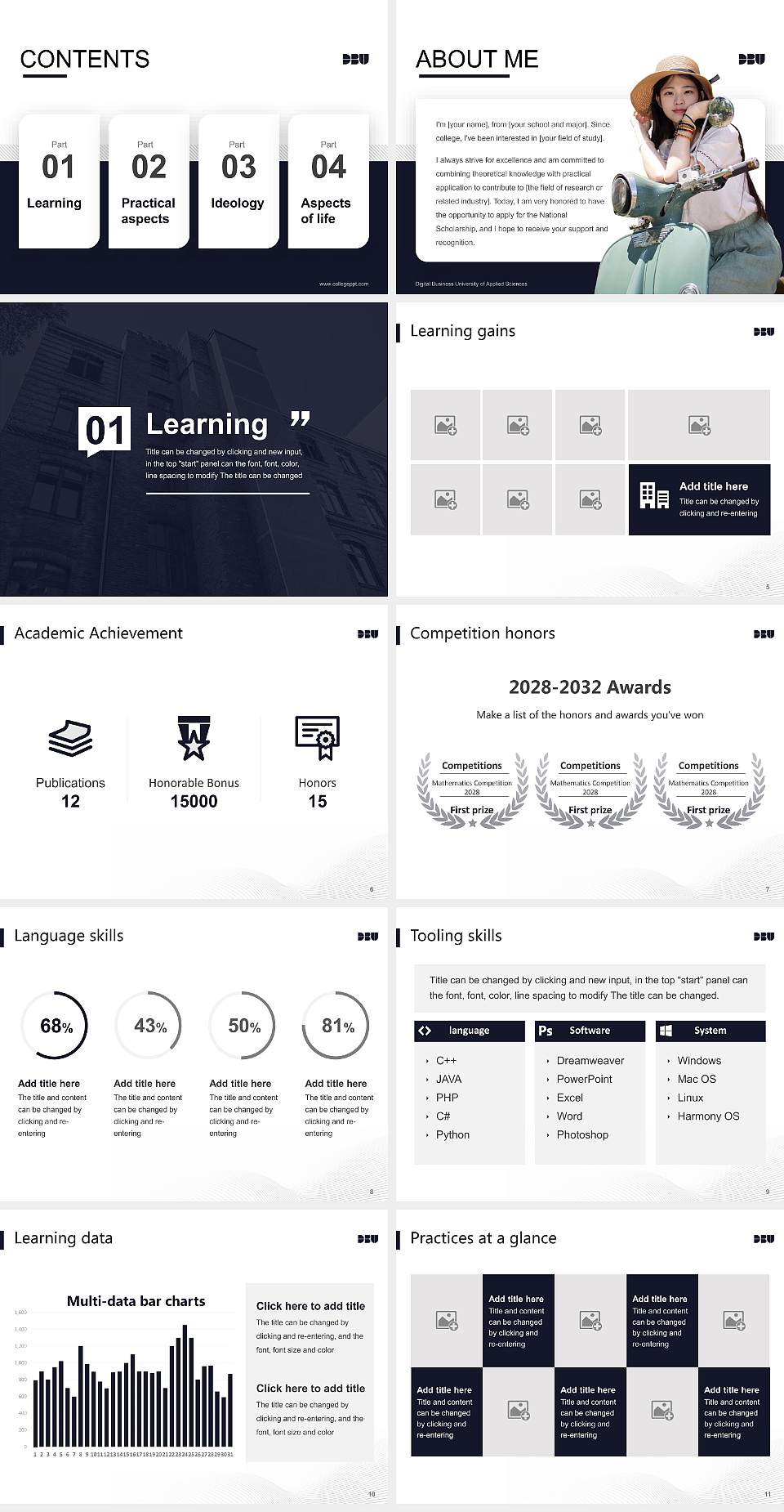 Digital Business University of Applied Sciences National Scholarship Defense PPT Template4:3 ratio PPT effect preview image2