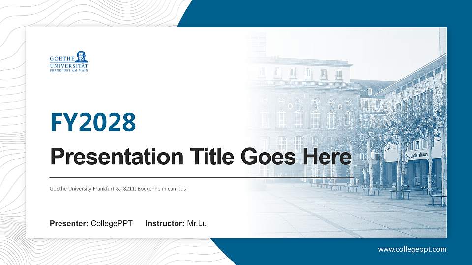 Goethe University Frankfurt – Bockenheim campus Academic Presentation/Research Findings Report PPT Template16:9 ratio PPT effect preview image