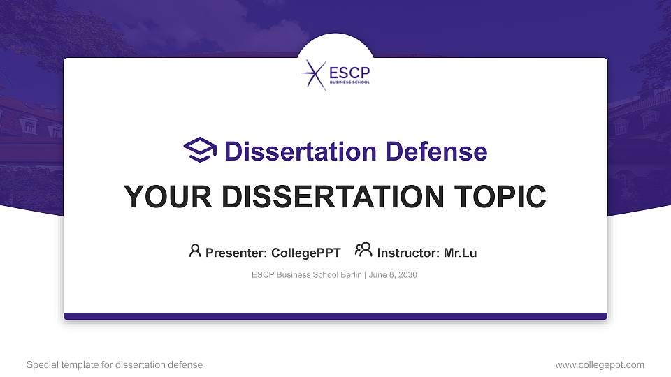 ESCP Business School Berlin Graduation Thesis Defense PPT Template16:9 ratio PPT effect preview image