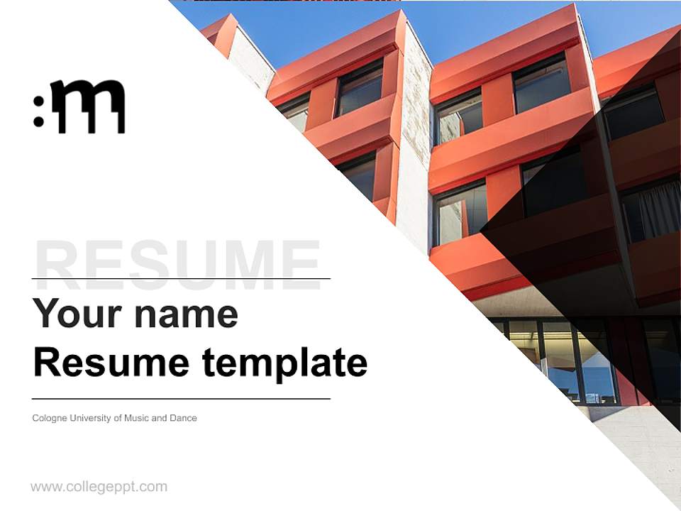 Cologne University of Music and Dance Resume PPT Template4:3 ratio PPT effect preview image5
