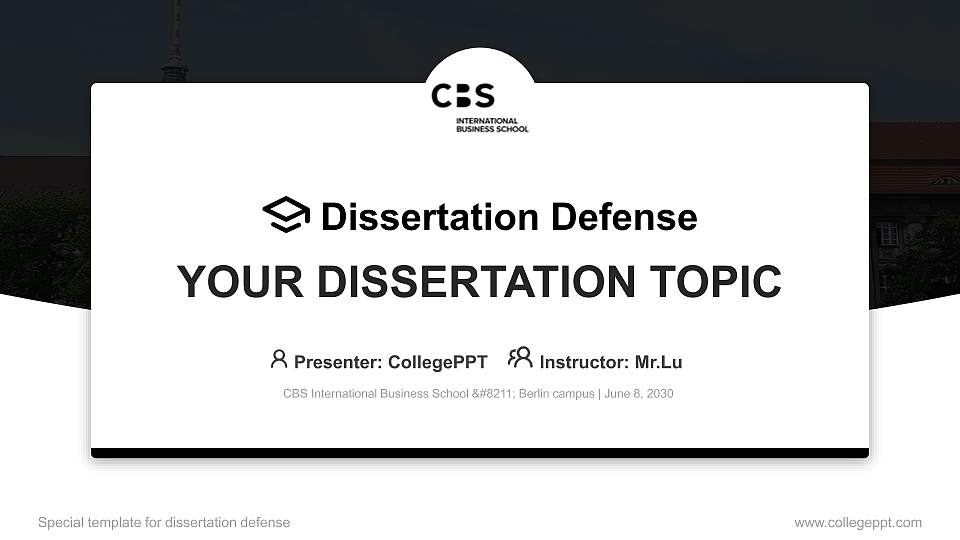 CBS International Business School – Berlin campus Graduation Thesis Defense PPT Template16:9 ratio PPT effect preview image