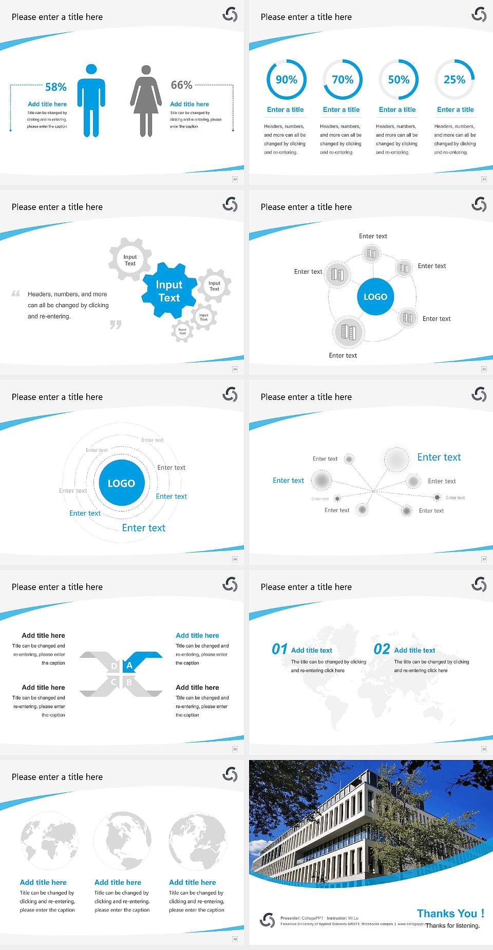 Fresenius University of Applied Sciences – Wiesbaden campus Course/Courseware Creation PPT Template4:3 ratio PPT effect preview image4