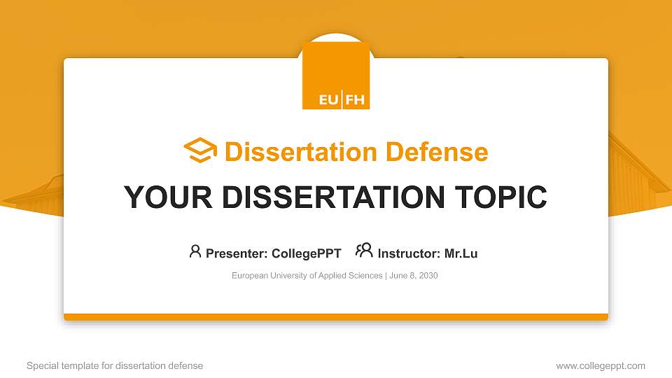 European University of Applied Sciences Graduation Thesis Defense PPT Template16:9 ratio PPT effect preview image