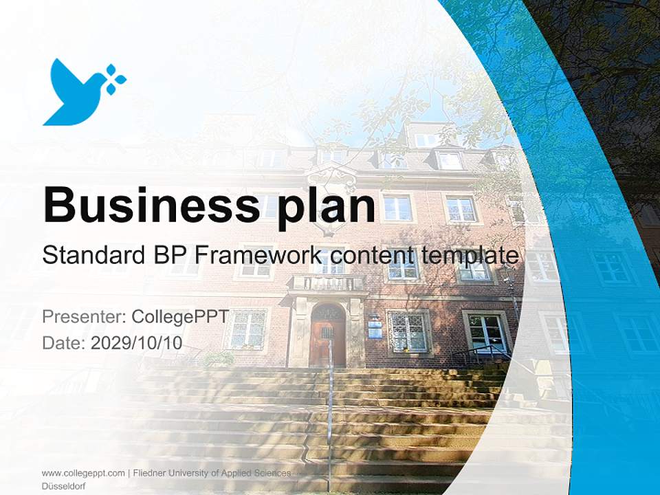 Fliedner University of Applied Sciences Düsseldorf Competition/Entrepreneurship Contest PPT Template4:3 ratio PPT effect preview image9