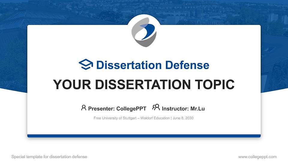Free University of Stuttgart – Waldorf Education Graduation Thesis Defense PPT Template16:9 ratio PPT effect preview image