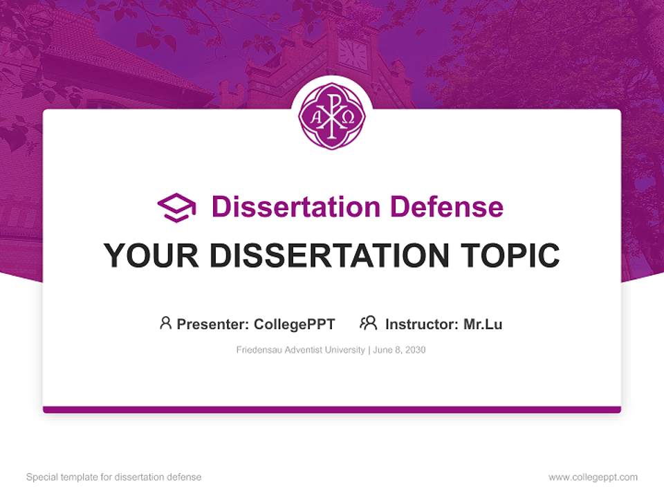 Friedensau Adventist University Graduation Thesis Defense PPT Template4:3 ratio PPT effect preview image7