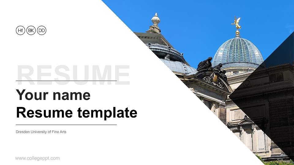 Dresden University of Fine Arts Resume PPT Template16:9 ratio PPT effect preview image
