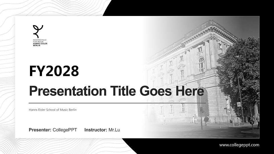 Hanns Eisler School of Music Berlin Academic Presentation/Research Findings Report PPT Template16:9 ratio PPT effect preview image