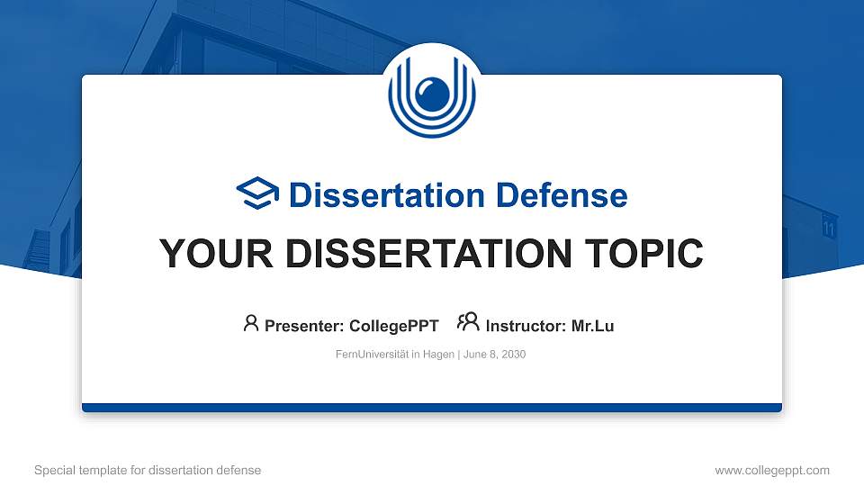 FernUniversität in Hagen Graduation Thesis Defense PPT Template16:9 ratio PPT effect preview image
