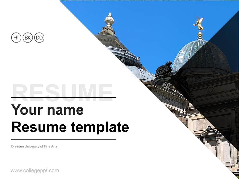 Dresden University of Fine Arts Resume PPT Template4:3 ratio PPT effect preview image5