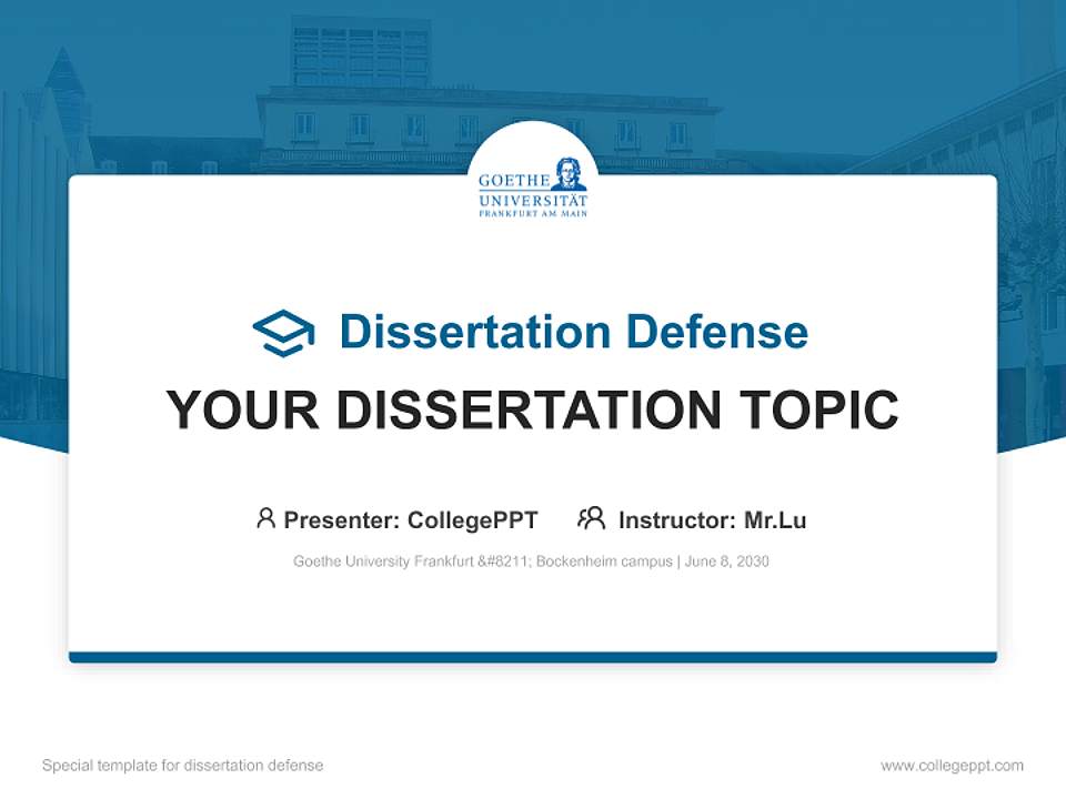 Goethe University Frankfurt – Bockenheim campus Graduation Thesis Defense PPT Template4:3 ratio PPT effect preview image7