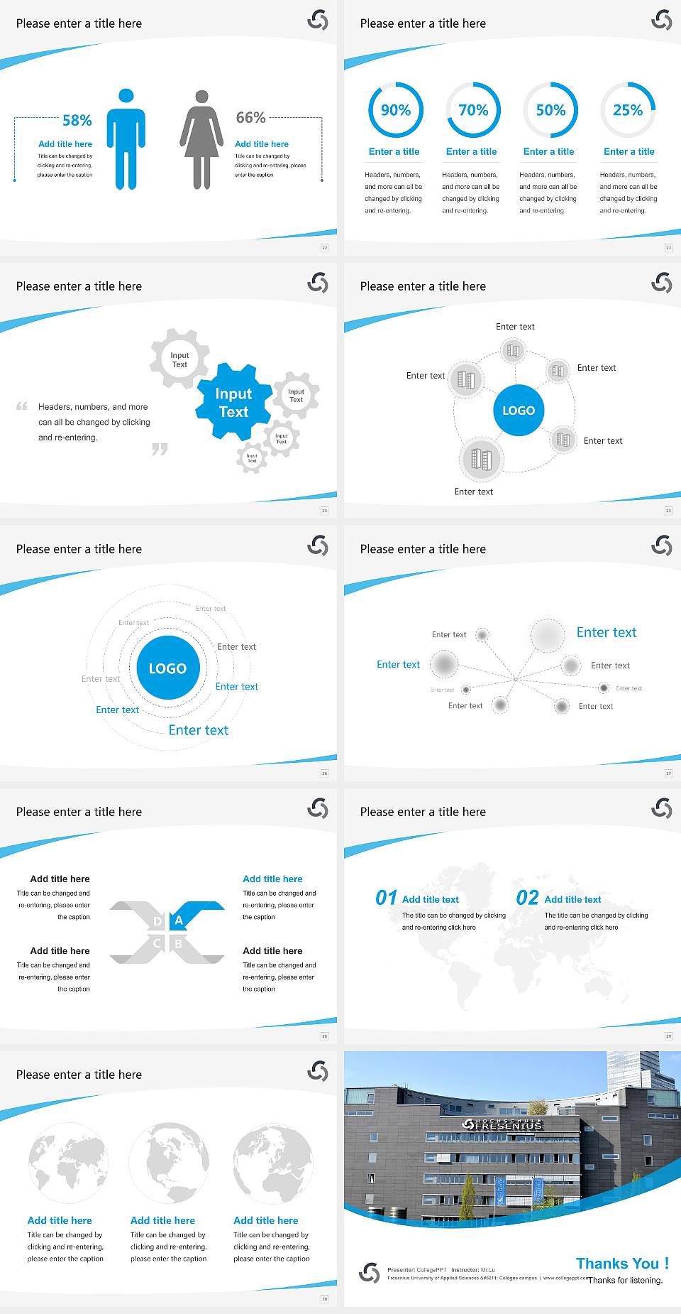 Fresenius University of Applied Sciences – Cologne campus Course/Courseware Creation PPT Template4:3 ratio PPT effect preview image4