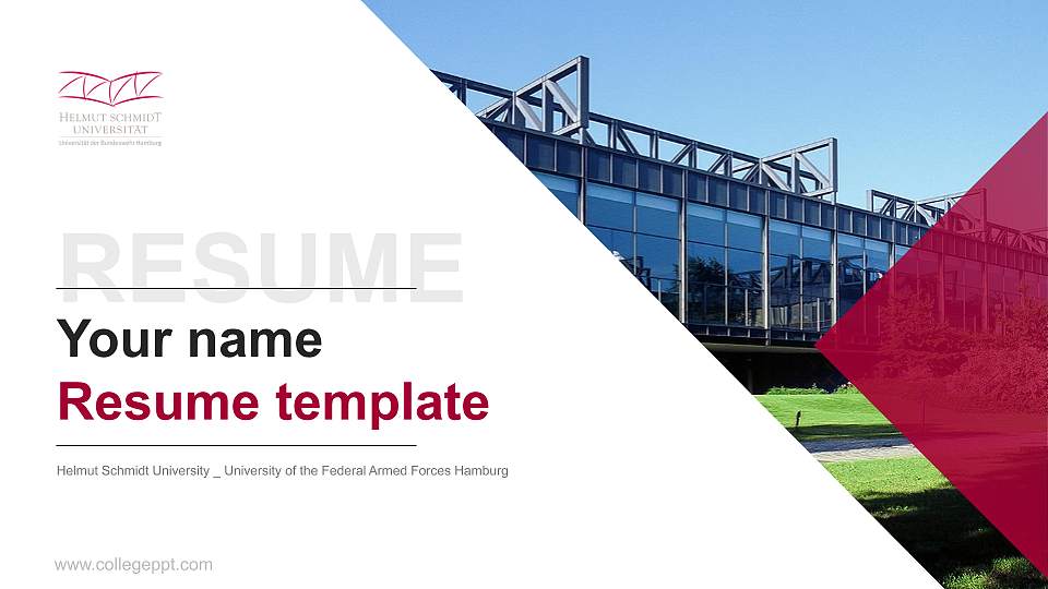Helmut Schmidt University _ University of the Federal Armed Forces Hamburg Resume PPT Template16:9 ratio PPT effect preview image