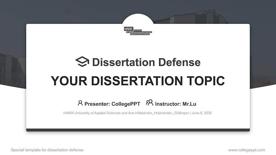 HAWK University of Applied Sciences and Arts Hildesheim_Holzminden_Göttingen Graduation Thesis Defense PPT Template16:9 ratio PPT effect preview image