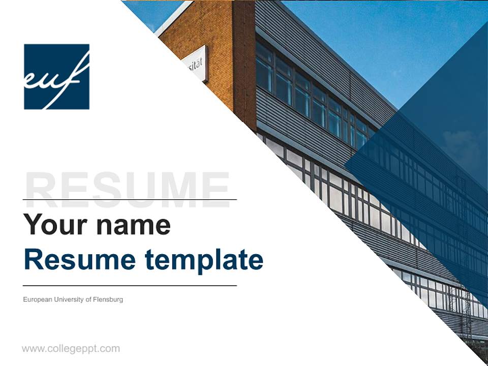 European University of Flensburg Resume PPT Template4:3 ratio PPT effect preview image5