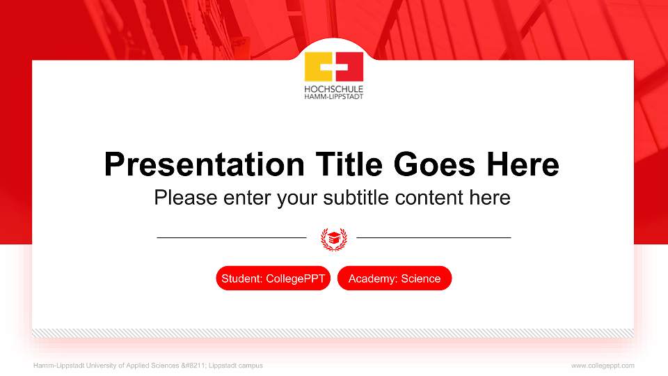 Hamm-Lippstadt University of Applied Sciences – Lippstadt campus National Scholarship Defense PPT Template16:9 ratio PPT effect preview image