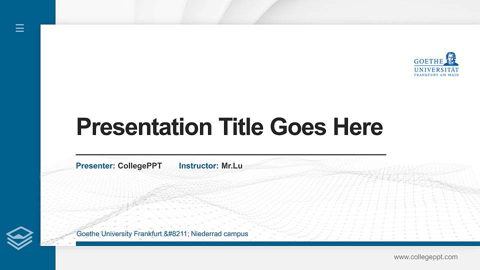 Goethe University Frankfurt – Niederrad campus Thesis Proposal/Graduation Defense PPT Template16:9 ratio PPT effect preview image