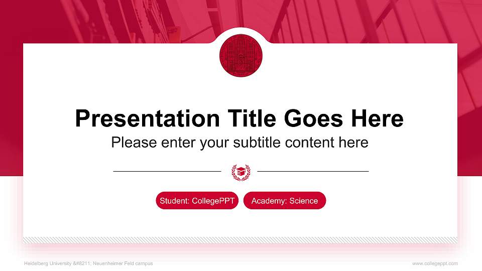 Heidelberg University – Neuenheimer Feld campus National Scholarship Defense PPT Template16:9 ratio PPT effect preview image