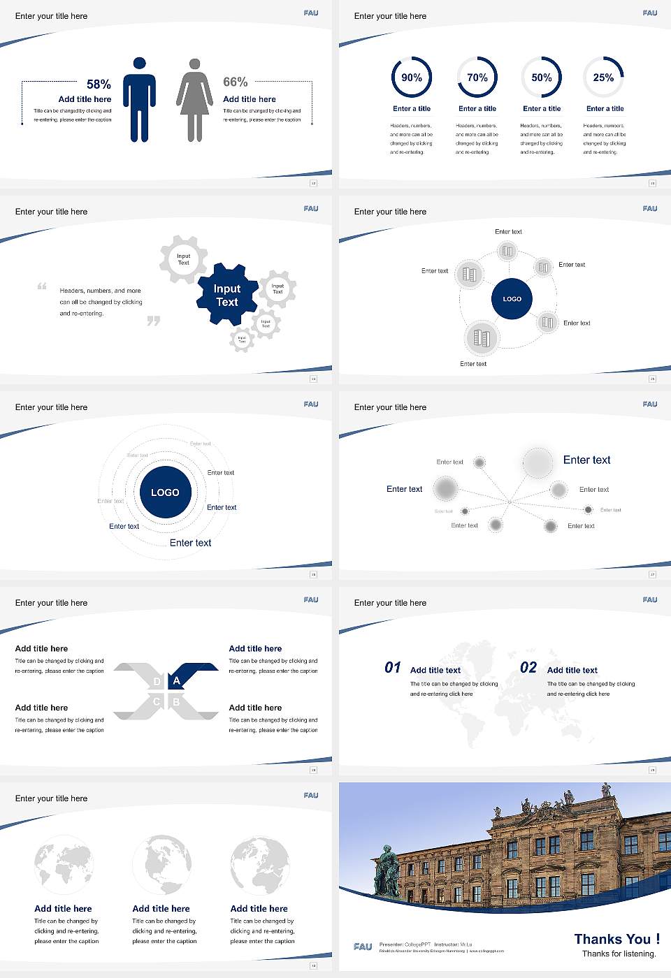 Friedrich Alexander University Erlangen-Nuremberg Course/Courseware Creation PPT Template16:9 ratio PPT effect preview image4