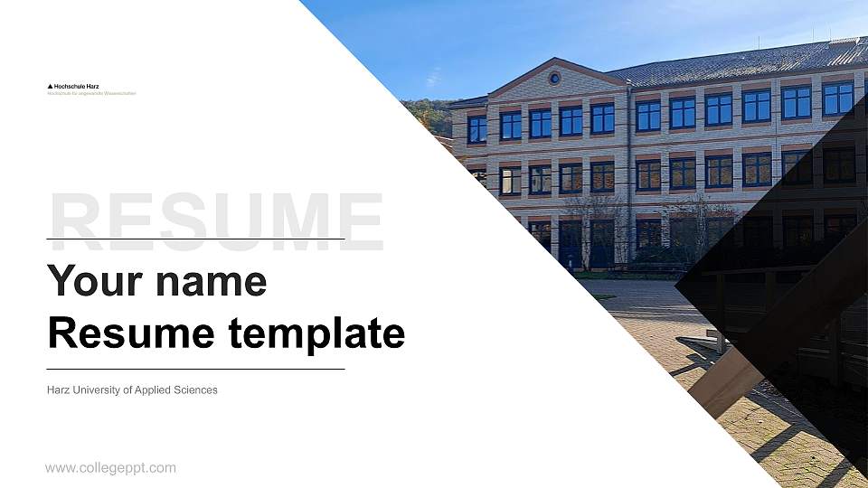 Harz University of Applied Sciences Resume PPT Template16:9 ratio PPT effect preview image