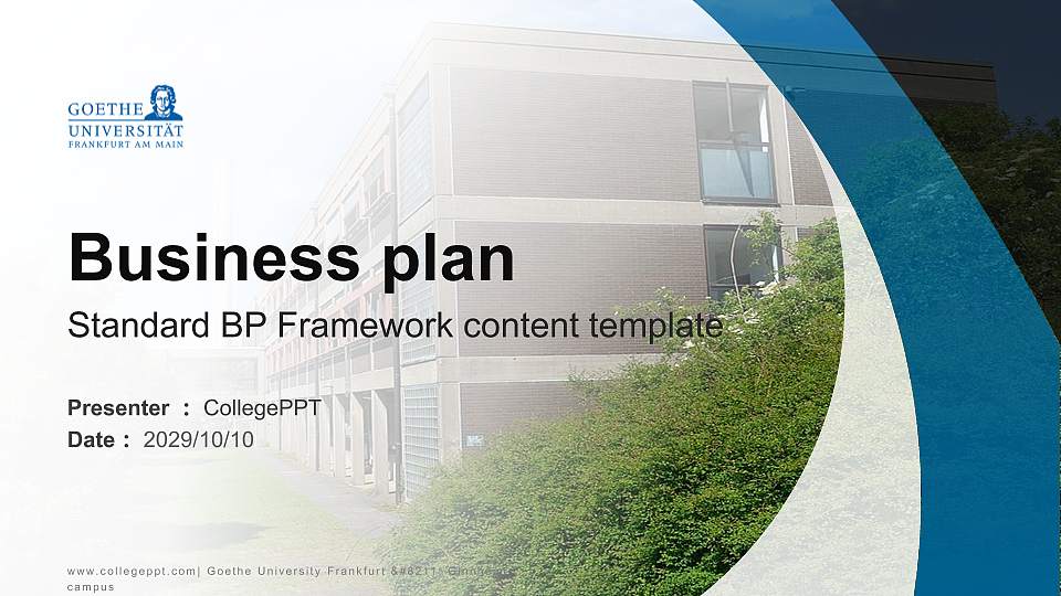 Goethe University Frankfurt – Ginnheim campus Competition/Entrepreneurship Contest PPT Template16:9 ratio PPT effect preview image