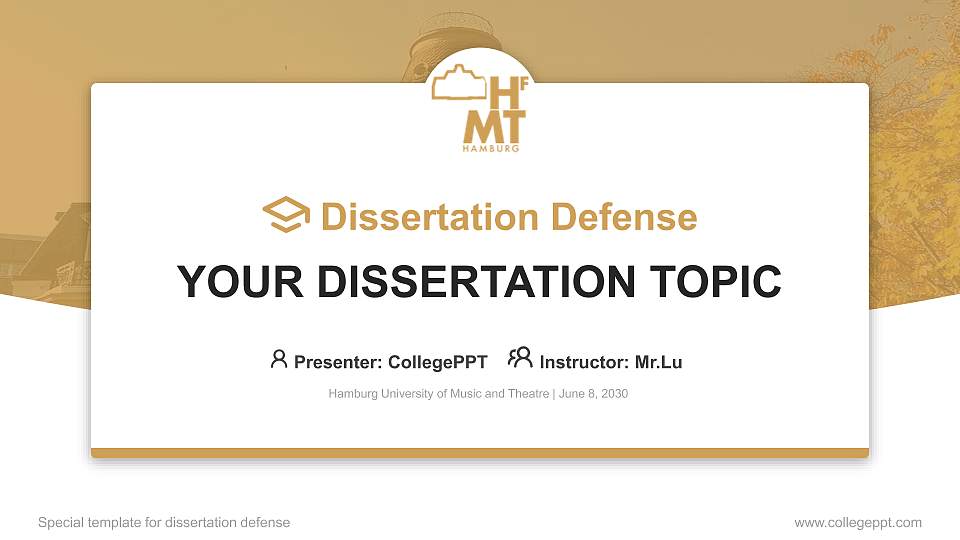 Hamburg University of Music and Theatre Graduation Thesis Defense PPT Template16:9 ratio PPT effect preview image