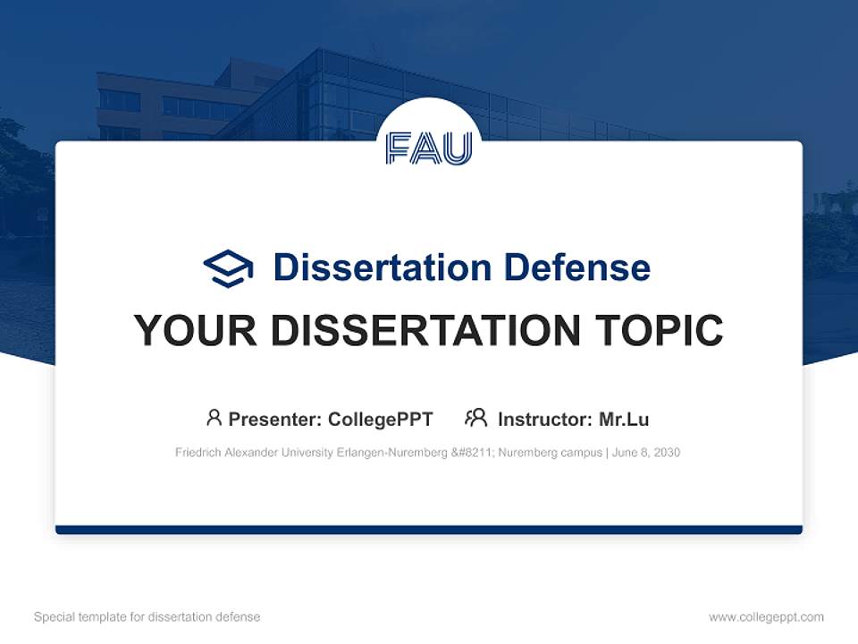 Friedrich Alexander University Erlangen-Nuremberg – Nuremberg campus Graduation Thesis Defense PPT Template4:3 ratio PPT effect preview image7