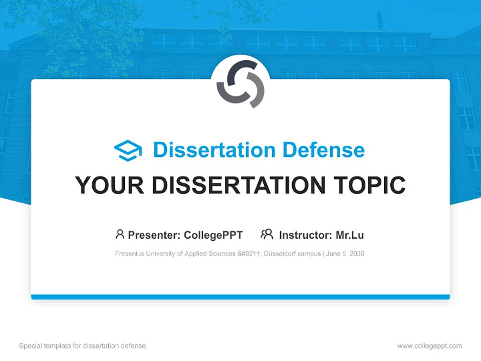 Fresenius University of Applied Sciences – Düsseldorf campus Graduation Thesis Defense PPT Template4:3 ratio PPT effect preview image7