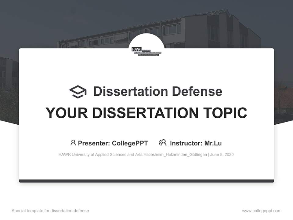 HAWK University of Applied Sciences and Arts Hildesheim_Holzminden_Göttingen Graduation Thesis Defense PPT Template4:3 ratio PPT effect preview image7