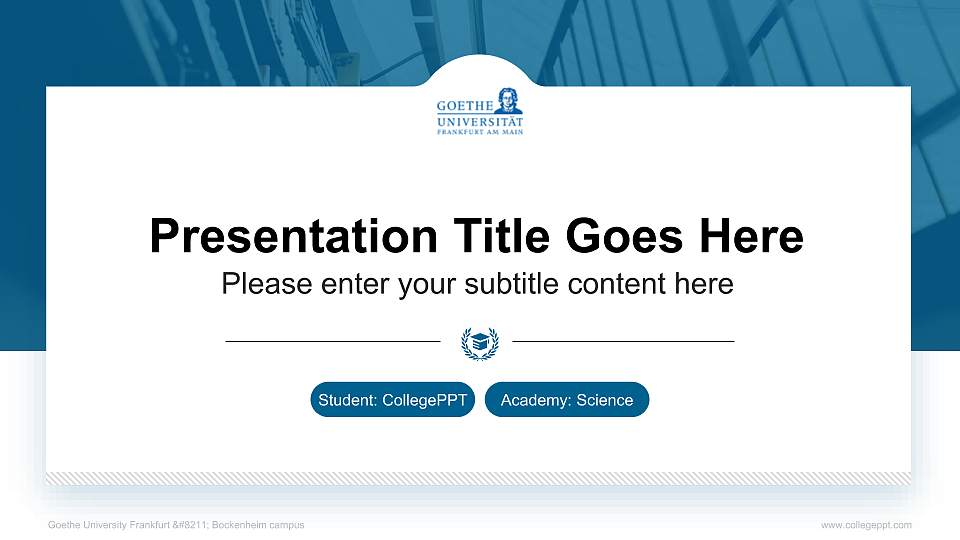 Goethe University Frankfurt – Bockenheim campus National Scholarship Defense PPT Template16:9 ratio PPT effect preview image