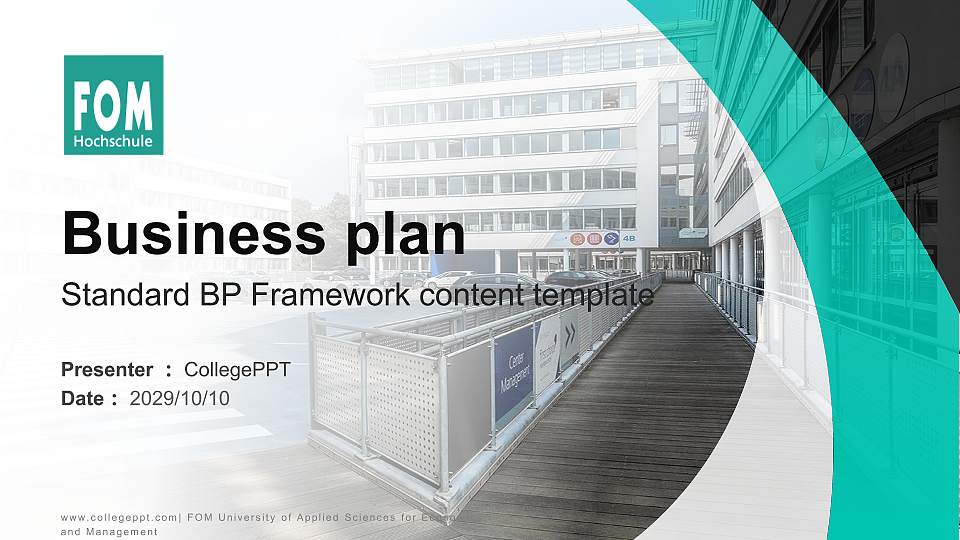 FOM University of Applied Sciences for Economics and Management Competition/Entrepreneurship Contest PPT Template16:9 ratio PPT effect preview image