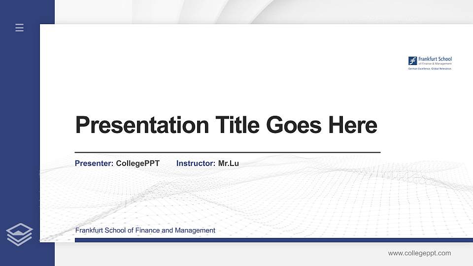 Frankfurt School of Finance and Management Thesis Proposal/Graduation Defense PPT Template16:9 ratio PPT effect preview image
