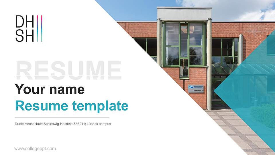 Duale Hochschule Schleswig-Holstein – Lübeck campus Resume PPT Template16:9 ratio PPT effect preview image