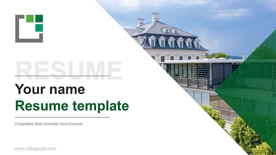 Cooperative State University Gera-Eisenach Resume PPT Template16:9 ratio PPT effect preview image
