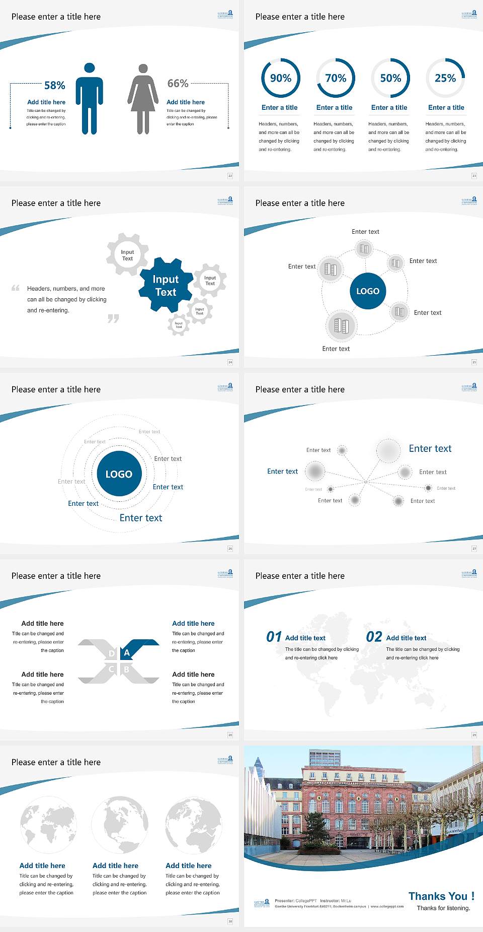Goethe University Frankfurt – Bockenheim campus Course/Courseware Creation PPT Template4:3 ratio PPT effect preview image4