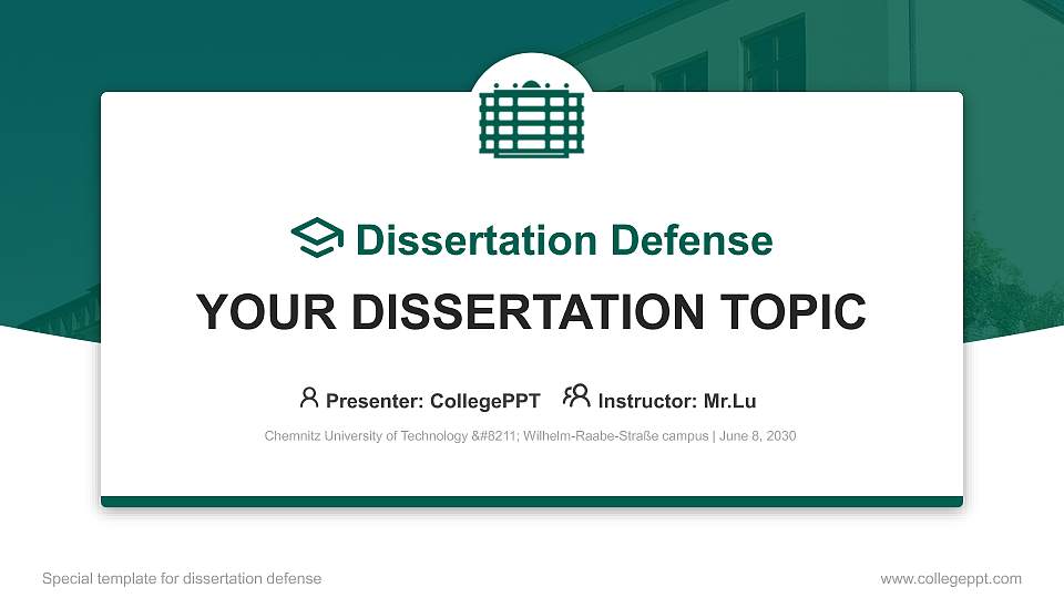 Chemnitz University of Technology – Wilhelm-Raabe-Straße campus Graduation Thesis Defense PPT Template16:9 ratio PPT effect preview image